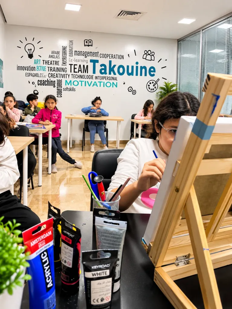 Atelier créatif pour enfants au centre Takouine