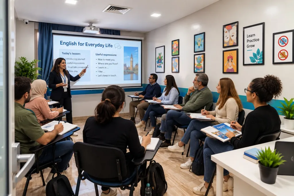 Cours d'anglais pour adultes au centre Takouine